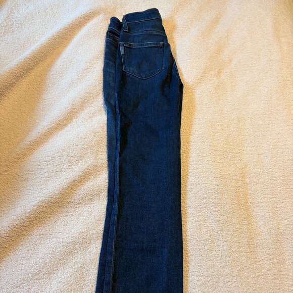 PAIGE Cindy Straight Leg Jean in Promise Dark Wash Raw Hem Ankle Size 25 - Picture 7 of 8